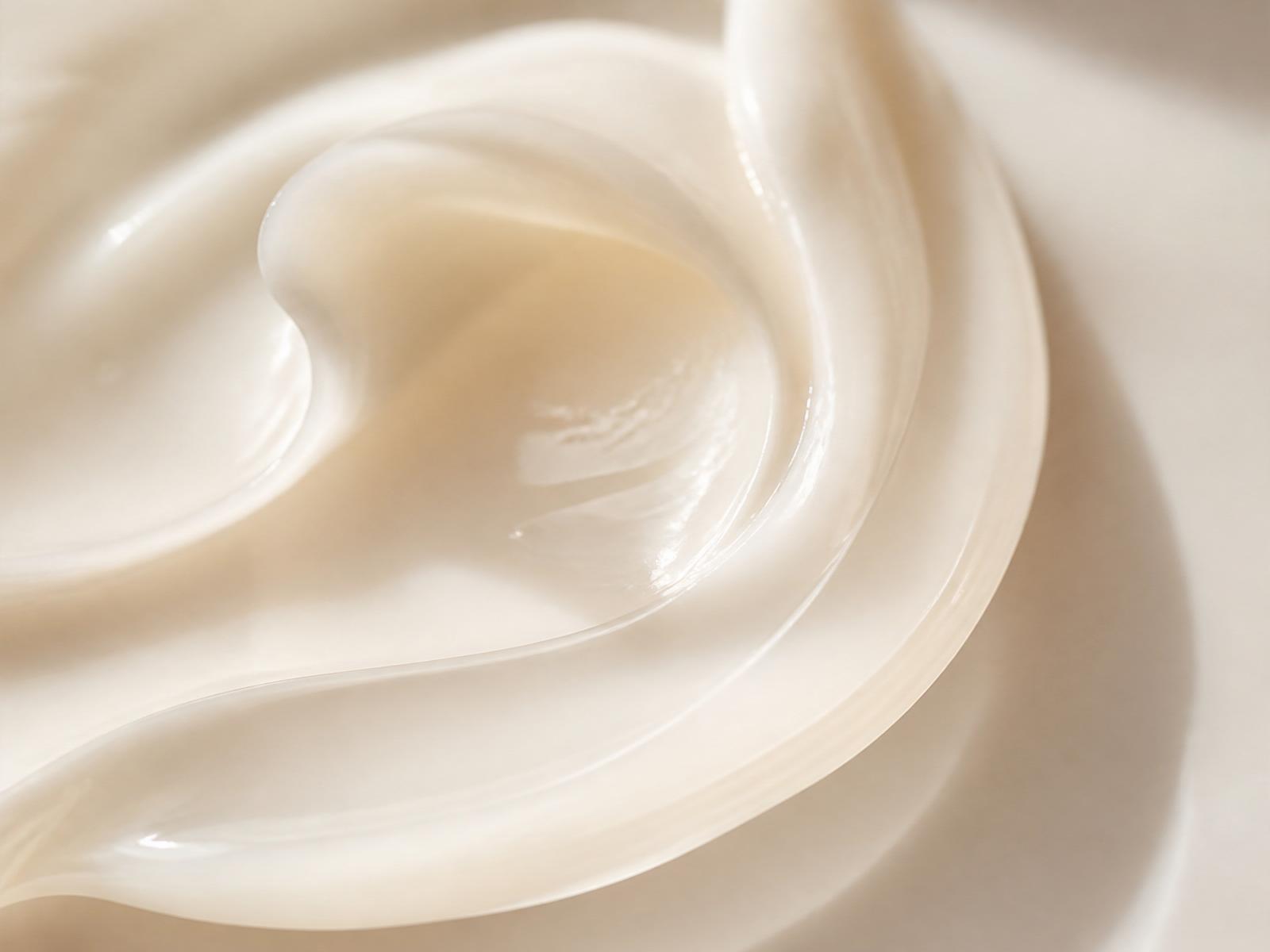 Close-up texture of cream in soft natural light.